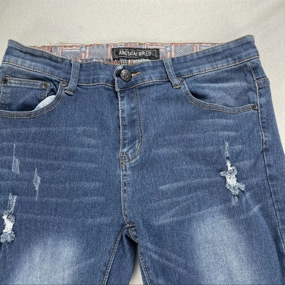 American Breed Women’s Size 34x32 Dark Blue Flag Skinny Boyfriend Patriotic - Picture 3 of 9